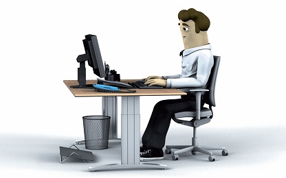 Un personnage en pâte à modeler correctement assis à son bureau